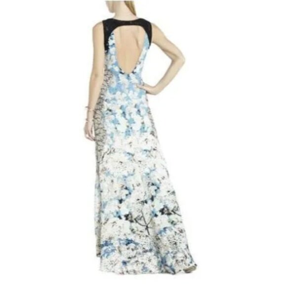 BCBGMaxAzria Tahiti Blue Combo Provence Sleeveless Open-Back Gown Maxi Dress 4 - Picture 3 of 16